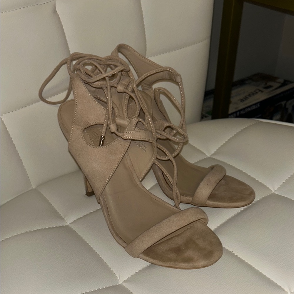 Forever 21 Tan Lace-Up Heeled Sandals